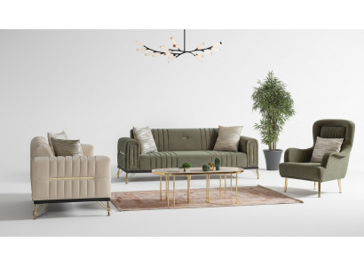 Exclusieve bankstel set 3+3+1 3-delig 2x bank Relaxe fauteuil Luxe set