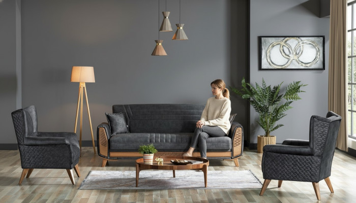 Ontwerp moderne woonkamerset bankstel 3+3+1 grijs woonkamer meubelset