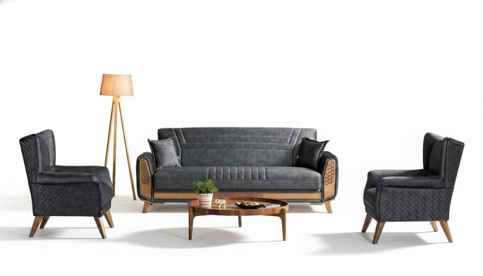 Ontwerp moderne woonkamerset bankstel 3+3+1 grijs woonkamer meubelset