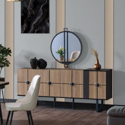 Sideboard dressoir met spiegel Luxe set commode houten dressoirs 193cm
