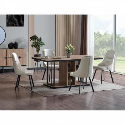 Eetkamerset 7-delig. Eettafel 6x stoelen Designer houten stoelset meubels Nieuw