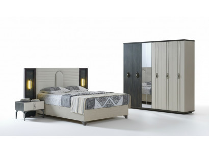 Luxe slaapkamerset 4-delig. Bed 2x nachtkastjes kledingkast Beige
