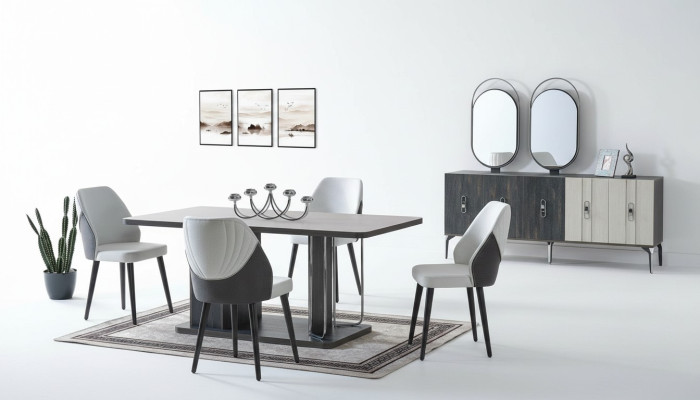 Luxe eetkamerset Eettafel 6x Stoelen Dressoir Eethoeken Eethoek 8 dlg