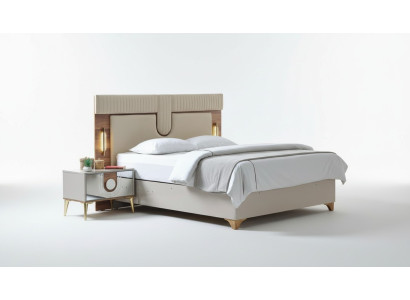 Luxe slaapkamerset bed + 2 nachtkastjes hout Compleet Nieuw Modern