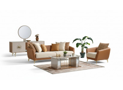 Bankstel 3+1 zitter textiel hout bankstel 3-zitter modern fauteuil compleet set