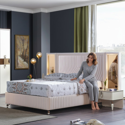 Luxe slaapkamerset bed + 2x nachtkastjes hout Compleet modern