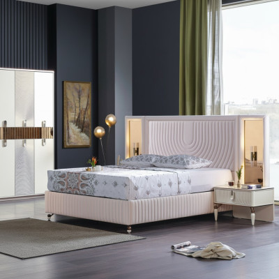 Luxe slaapkamerset bed + 2x nachtkastjes hout Compleet modern