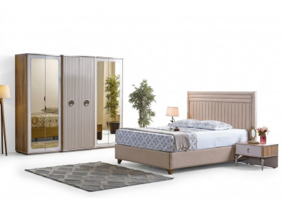 Modern slaapkamer set Bed 2x Nachtkastjes Kast Nieuwe Luxe