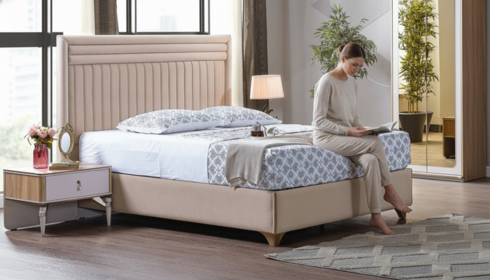 Modern slaapkamer set bed + 2x nachtkastjes designmeubels 3-delig. Nieuw EU