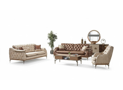 Bankstel 3+3+1 zits Chesterfield modern stijl set 3 delen bankstel relax nieuw