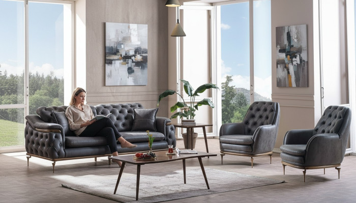 Stijlvol Chesterfield woonkamer set bankstel 3+1+1 zitsbank