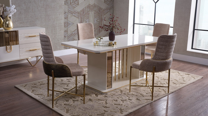 Ontwerp eetkamer compleet eettafel + 6x stoelen + dressoir meubels houten tafel nieuw
