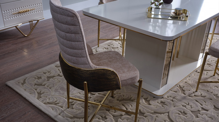 Eetkamer set Luxe 6x stoelen + eettafel eetkamergroep set fauteuils dressoir