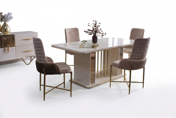 Eetkamer set Luxe 6x stoelen + eettafel eetkamergroep set fauteuils dressoir