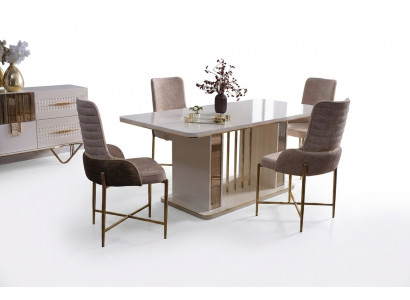Eetkamer set Luxe 6x stoelen + eettafel eetkamergroep set fauteuils dressoir