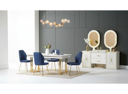 Luxe eetkamerset Eettafel + 6x stoelen + Dressoir Eetgroepen Nieuw 8-delig