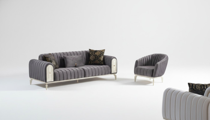 Elegante meubel bankstel set 3 + 1 salontafel bankstel bankstellen fauteuils grijs