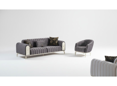 Elegante meubel bankstel set 3 + 1 salontafel bankstel bankstellen fauteuils grijs