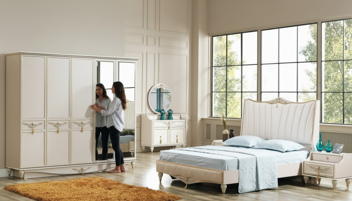 Luxe slaapkamerset Bed + 2x nachtkastjes + kast + commode Compleet modern