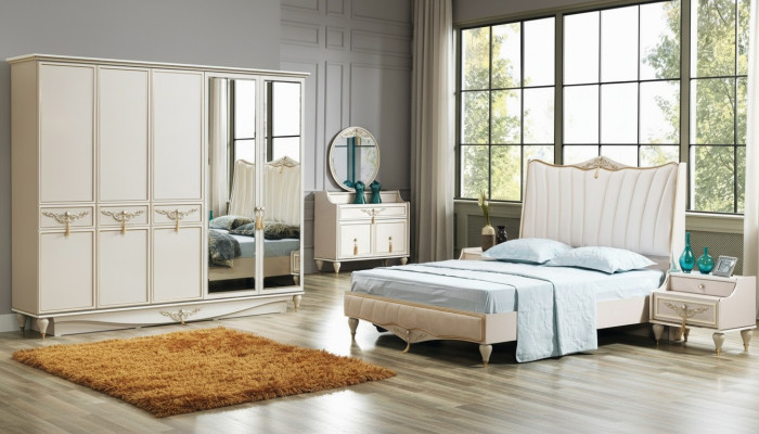 Luxe slaapkamerset Bed + 2x nachtkastjes + kast + commode Compleet modern