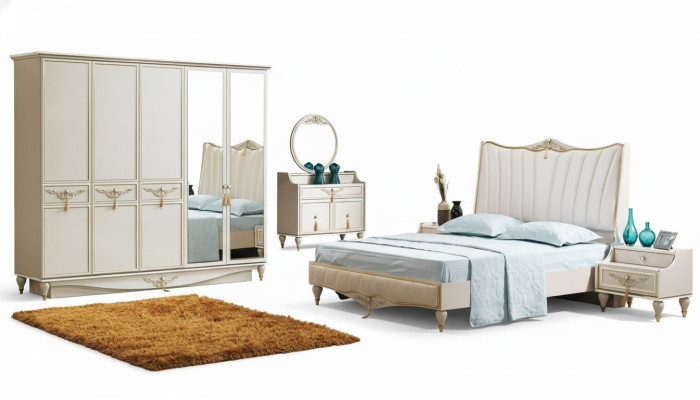 Luxe slaapkamerset Bed + 2x nachtkastjes + kast + commode Compleet modern
