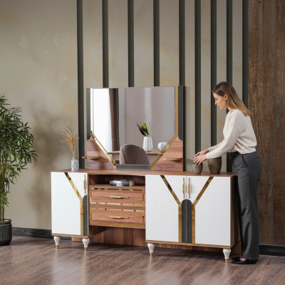 Dressoirkast Bruin Hoogglans Meubels Hout Luxe Ladenkast Sideboard Nieuw.