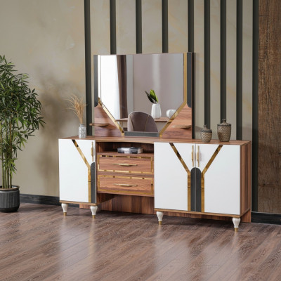 Dressoirkast Bruin Hoogglans Meubels Hout Luxe Ladenkast Sideboard Nieuw.
