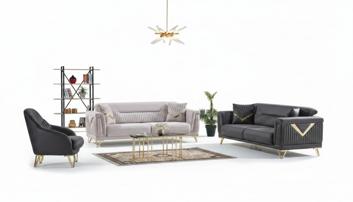 Sofaset 3+3+1 zits Textiel Hout Bankstel 3 zits Modern Fauteuil Compleet Set Nieuw