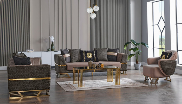 Ontwerper bankstelsel 3+3+1 zitsbank stof zithoek set Nieuw