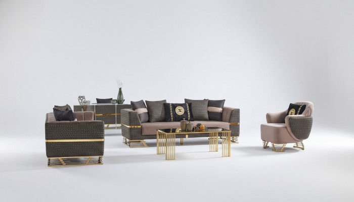 Ontwerper bankstelsel 3+3+1 zitsbank stof zithoek set Nieuw