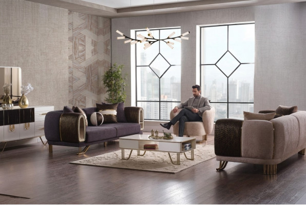 Prestigieuze 3+3+1 woonkamerset woonkamerset met twee banken en fauteuil Nieuw