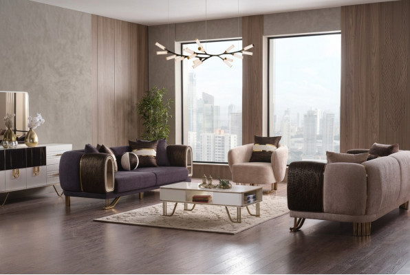 Prestigieuze 3+3+1 woonkamerset woonkamerset met twee banken en fauteuil Nieuw