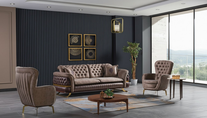 Ontwerper bankstel 3+3+1 zitsbank gestoffeerde bankstel set Chesterfield