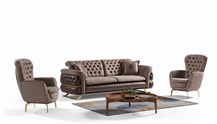 Ontwerper bankstel 3+3+1 zitsbank gestoffeerde bankstel set Chesterfield