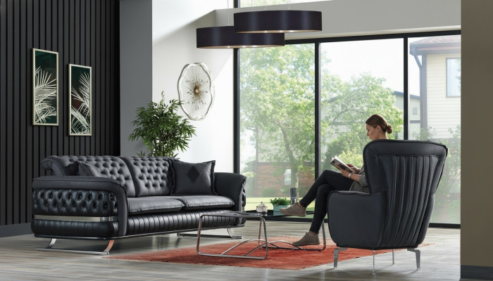 Bankstel 3+1 zits fauteuil set Chesterfield ontspanningsfauteuil meubels nieuw