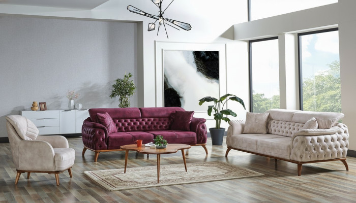 Bankstel 3+3+1-zits Chesterfield modern stijl set van 3 delen. Bankstel Relax