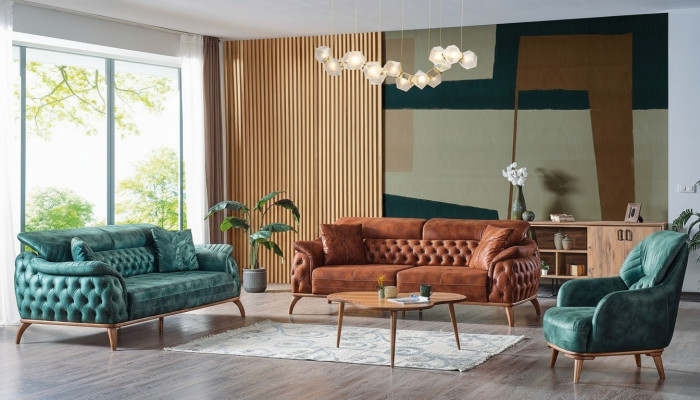 Klassieke bankstel 3+3+1 zits Chesterfield relax fauteuil meubelbank
