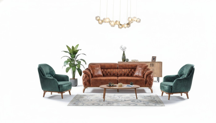 Klassieke bankstel 3+3+1 zits Chesterfield relax fauteuil meubelbank