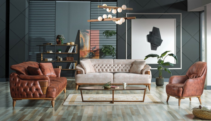 Klassieke bankstelset 3+3+1 zits Chesterfield relaxfauteuil meubels bank nieuw