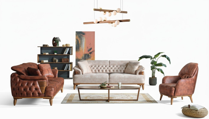 Klassieke bankstelset 3+3+1 zits Chesterfield relaxfauteuil meubels bank nieuw