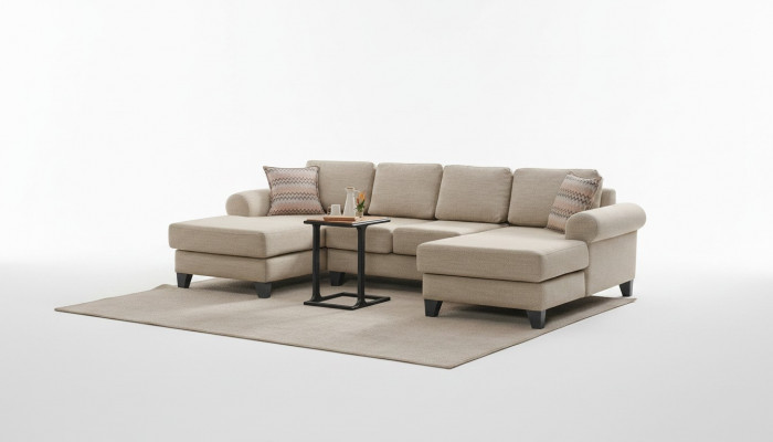 Woonlandschap hoekbank U-vorm bank zitting bekleding sofa luxe meubels banken modern