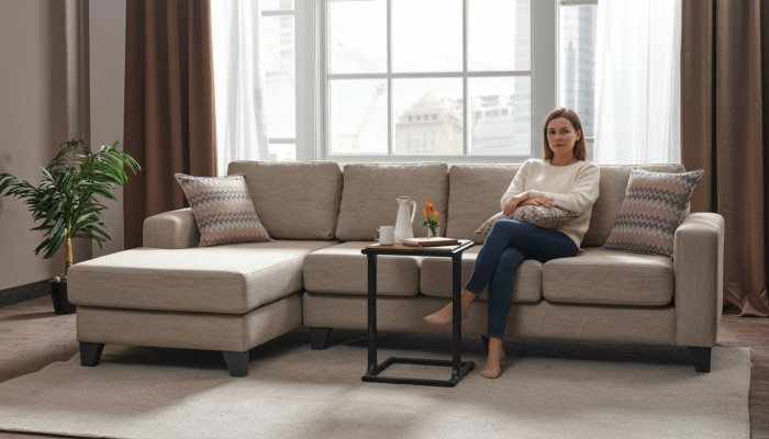 Woonlandschap hoekbank L-vorm bank zitkussen bank luxe meubels banken modern nieuw