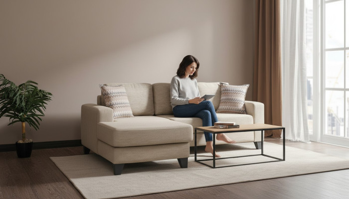 Hoekbank L-vorm Textiel Hoekbank Bank Bekleding Premium Bank Meubels Banken Banken