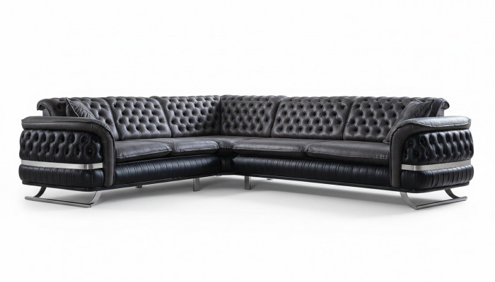 Hoekbank woonlandschap Kleur Zwart U Vorm XXL Bank Nieuw Chesterfield Nieuw