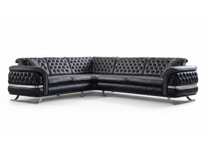 Hoekbank woonlandschap Kleur Zwart U Vorm XXL Bank Nieuw Chesterfield Nieuw