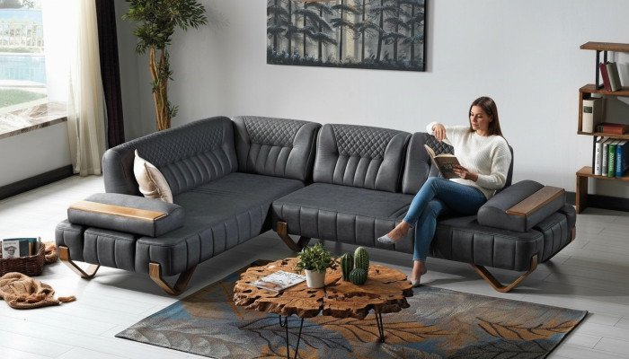 Hoekbank L-vorm Stof Hoekbank Bank Bekleding Premium Bank L-vorm Modern Nieuw