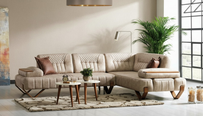 Hoekbank woonlandschap Kleur Beige L-vorm Bank Nieuw Woonkamer Hoekbank Luxe Nieuw