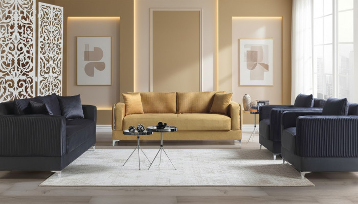 Bankstel 3+2+1+1 zits stoffen modern compleet fauteuil bankstel 3-zits luxe.