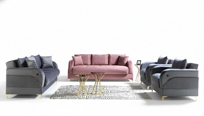 Sofaset 3+3+1+1 Zits Textiel Modern Compleet Fauteuil Bank 3-Zits Luxe