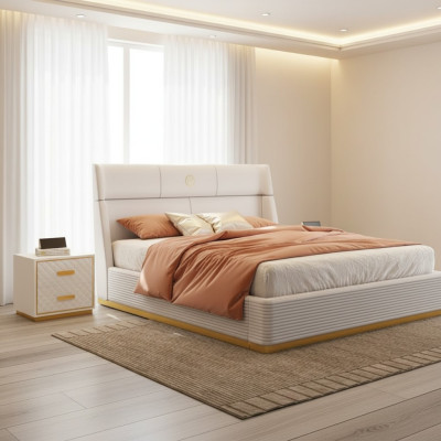 Ontwerper bed slaapkamer tweepersoonsbed bedden luxe gestoffeerd hotel nieuw